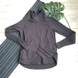 Athleta| Track Pullover Sweatshirt Cowl Neck Black Size Medium